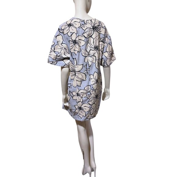 Dhruv Kapoor Short-Sleeve Denim Mini Dress M Shift Floral Coquette Mod Wedding - Picture 4 of 5